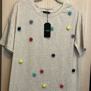 Multicolor puff ball T-shirt